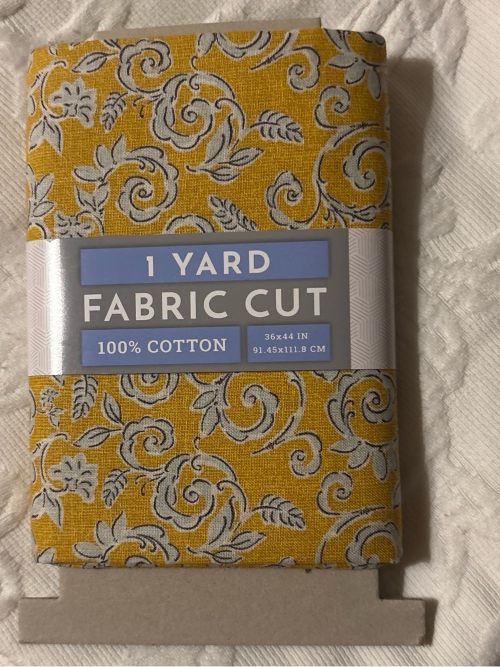 NWT Yellow & Gold Floral Scroll - David Textiles Cotton Fabric (1 Yard, Pre-Cut)